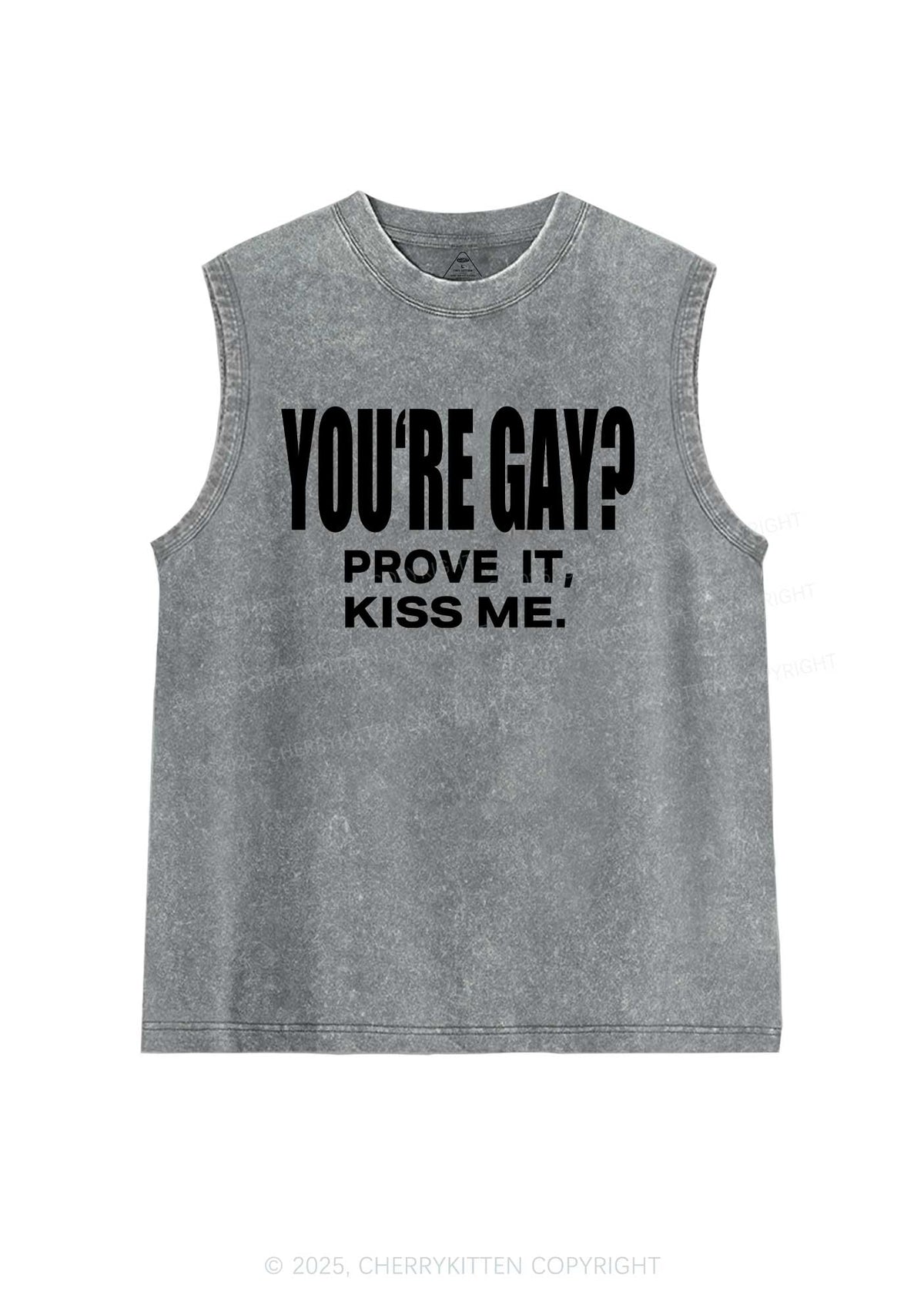 Prove It kiss Me Pride Y2K Washed Muscle Tank Cherrykitten