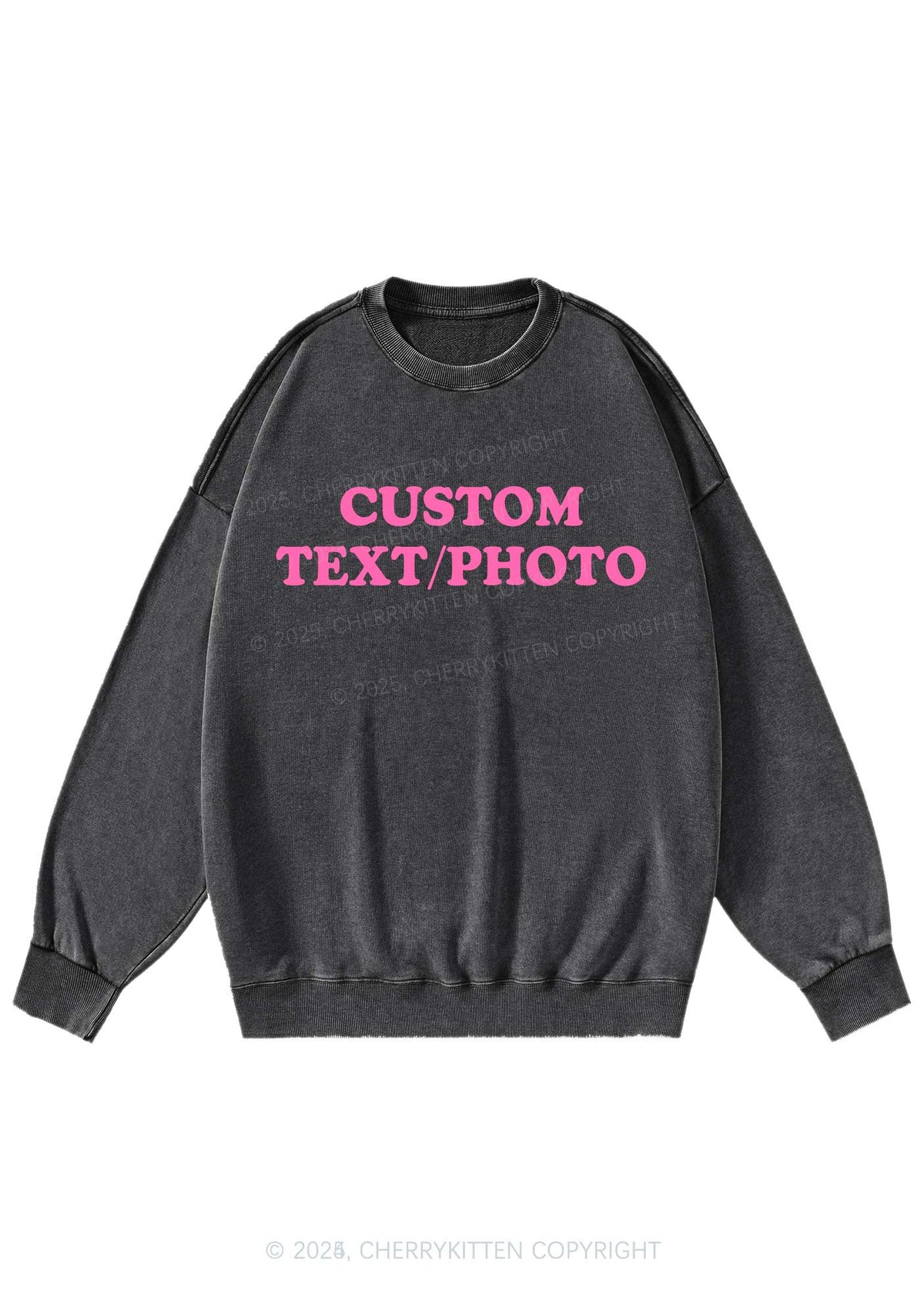 Custom Personalized Text Y2K Washed Sweatshirts Cherrykitten