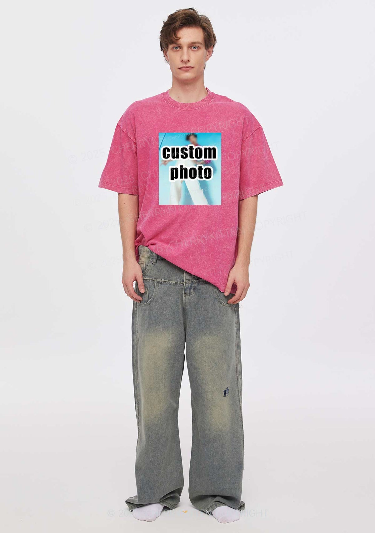 Custom Text Y2K Washed Tee Cherrykitten