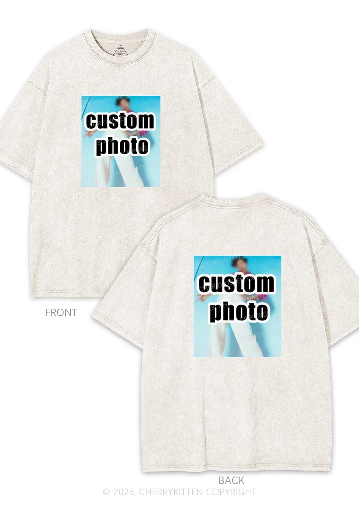 Custom Personalized Text Two Sides Y2K Shirts Washed Tee Cherrykitten