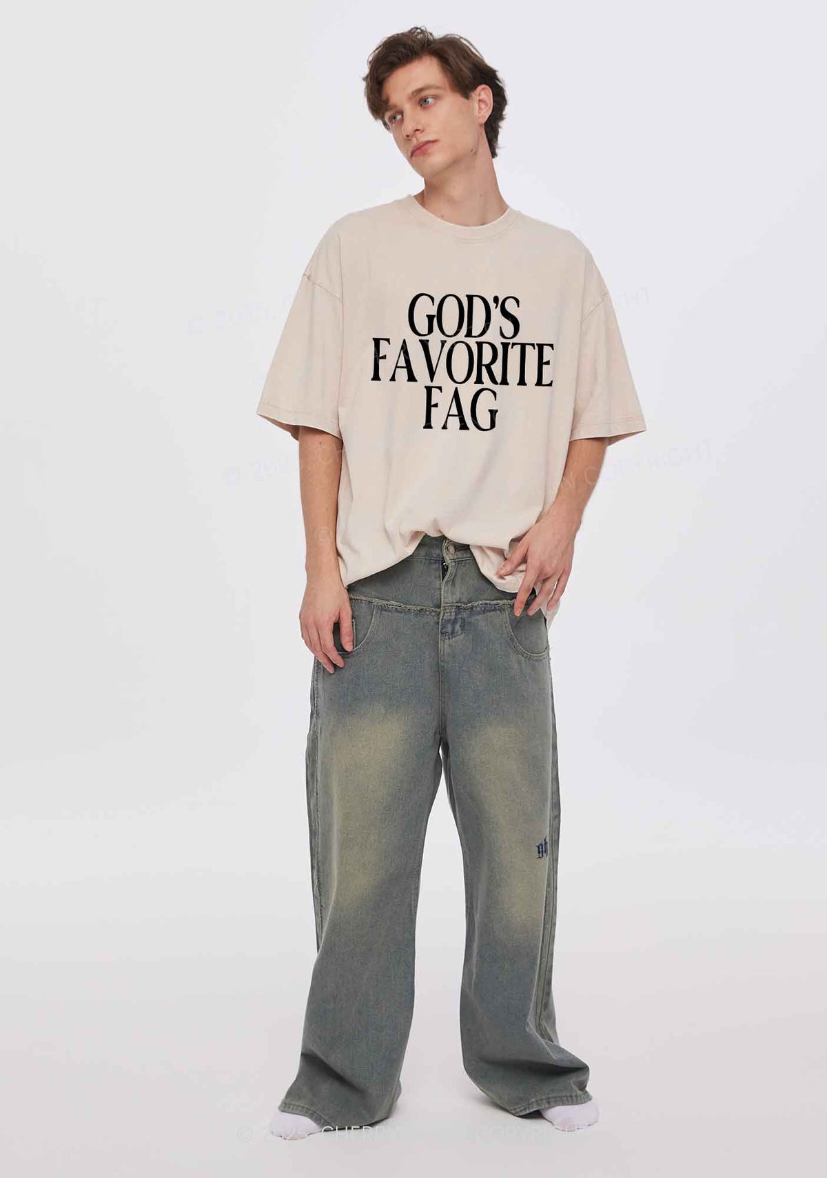 Gods Favorite Fag Pride Y2K Shirts Washed Tee Cherrykitten
