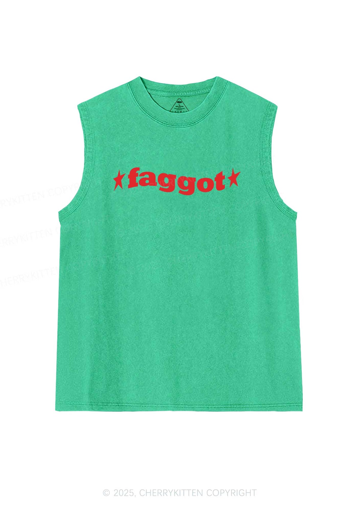 Red Faggot Pride Y2K Washed Muscle Tank Cherrykitten