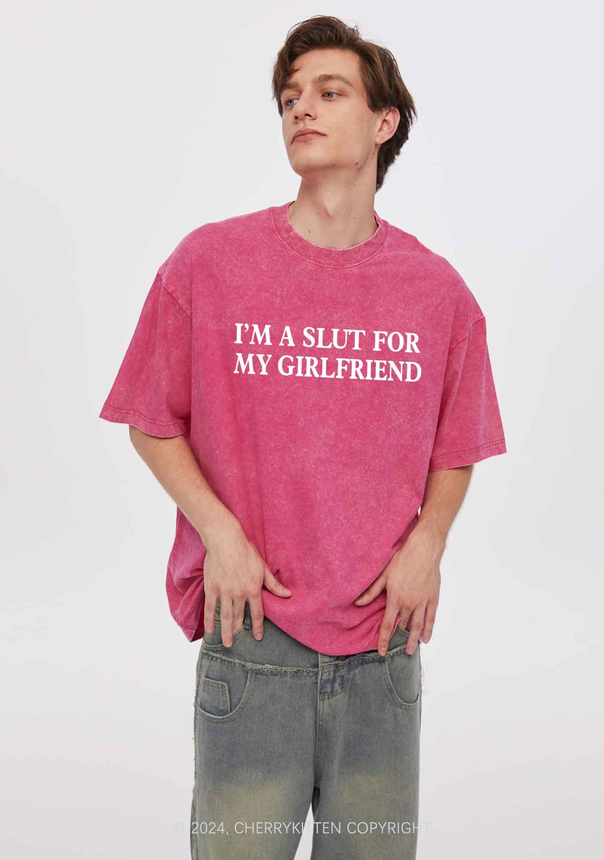 Slxt For My Girlfriend Y2K Valentine's Day Washed Tee Cherrykitten