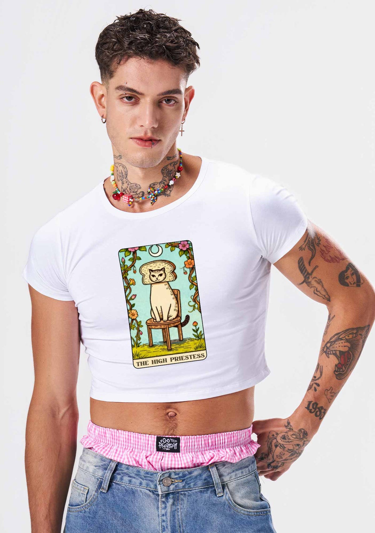 Breadhead Cat Y2K Baby Tee Cherrykitten
