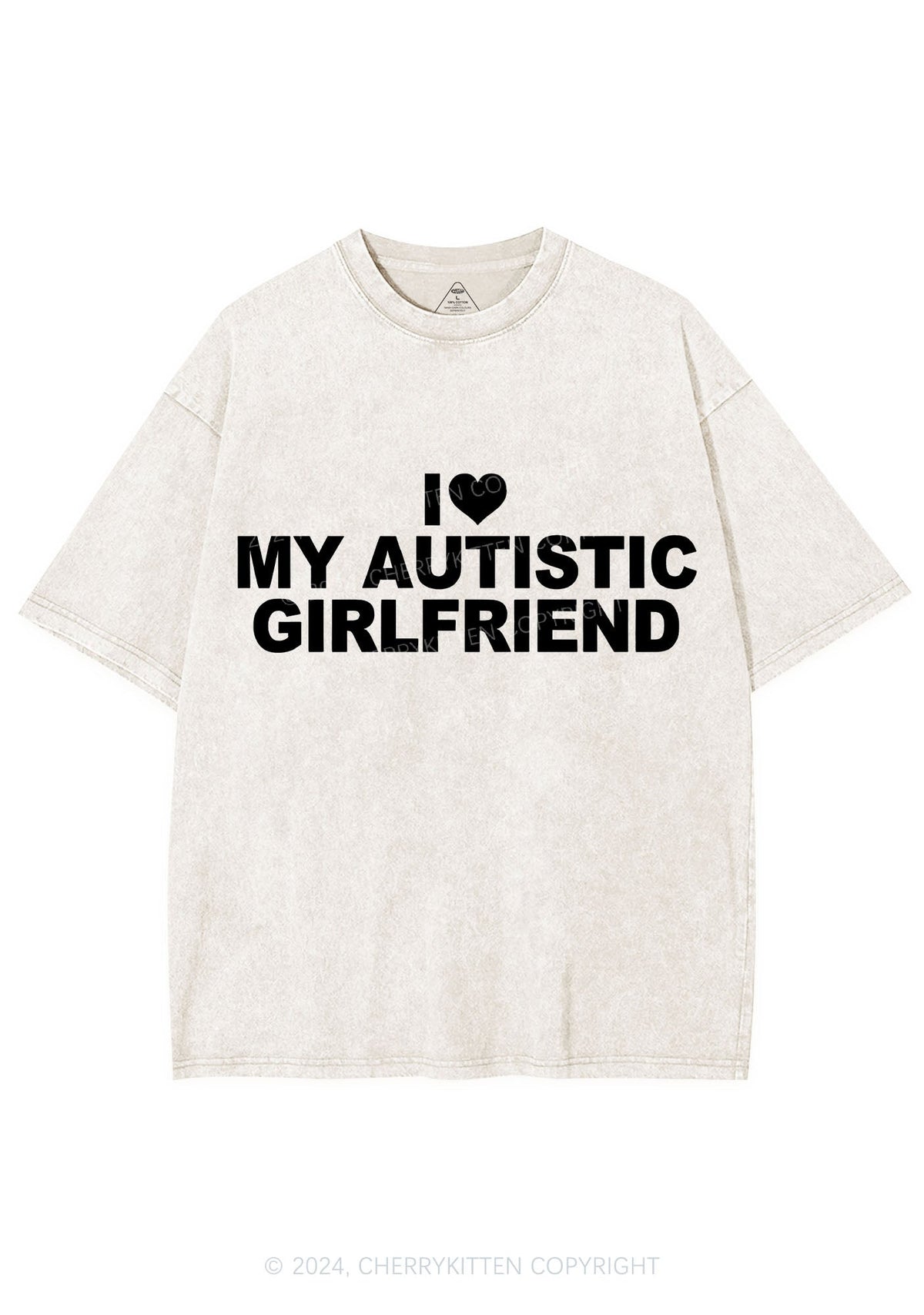 I Love My Autistic GF Y2K Valentine's Day Washed Tee Cherrykitten