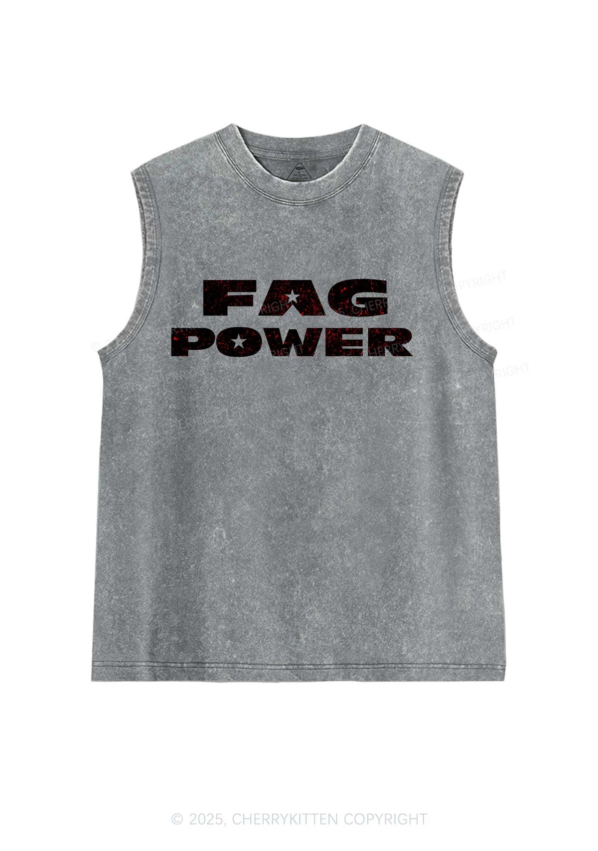 Fag Power Pride Y2K Washed Muscle Tank Cherrykitten