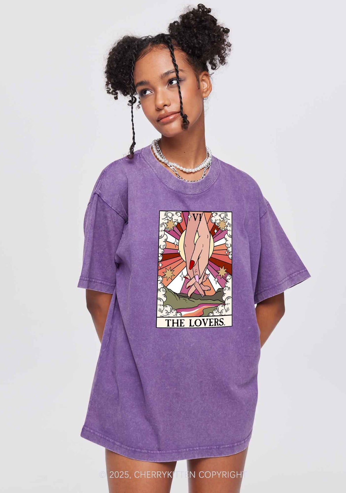 The Lesbian Lovers Y2K Shirts Washed Tee Cherrykitten