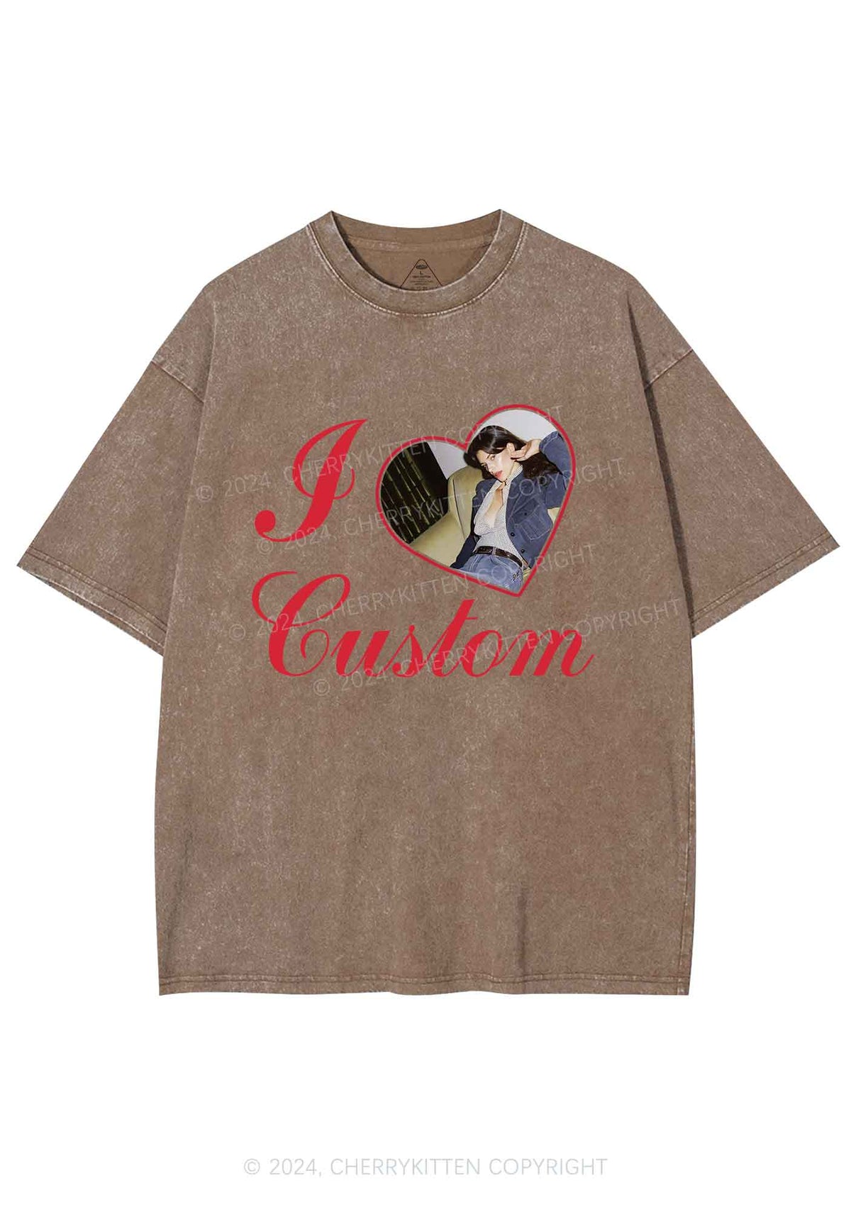 I Love Custom Name Y2K Valentine's Day Washed Tee Cherrykitten