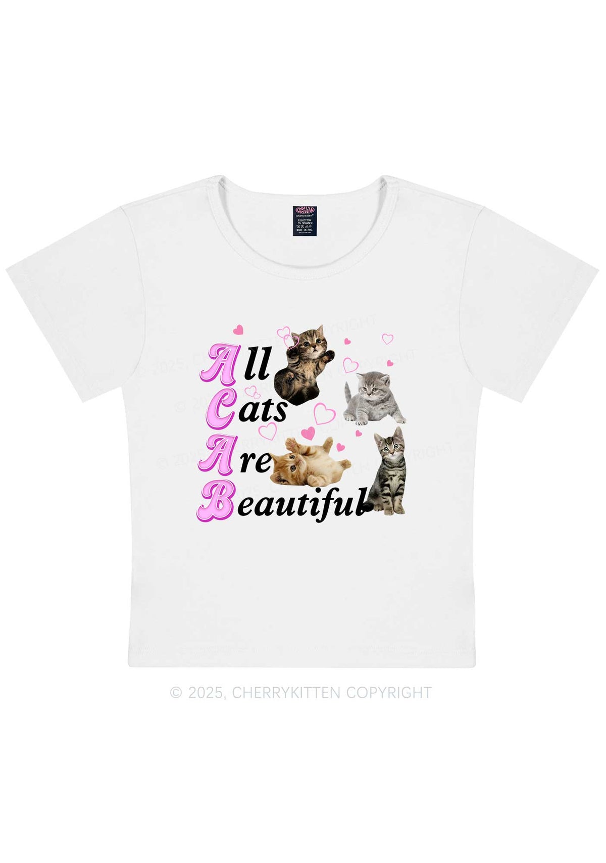 All Cats Are Beautiful Y2K Baby Tee Cherrykitten