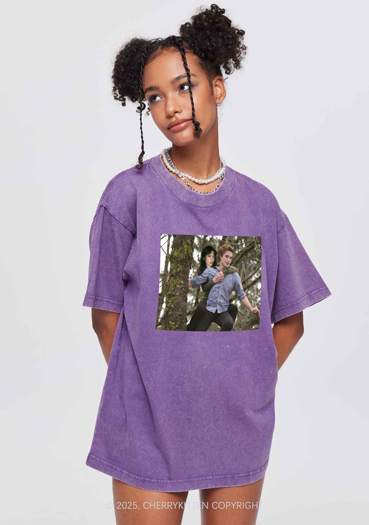 Custom Face Y2K Shirts Washed Tee Cherrykitten