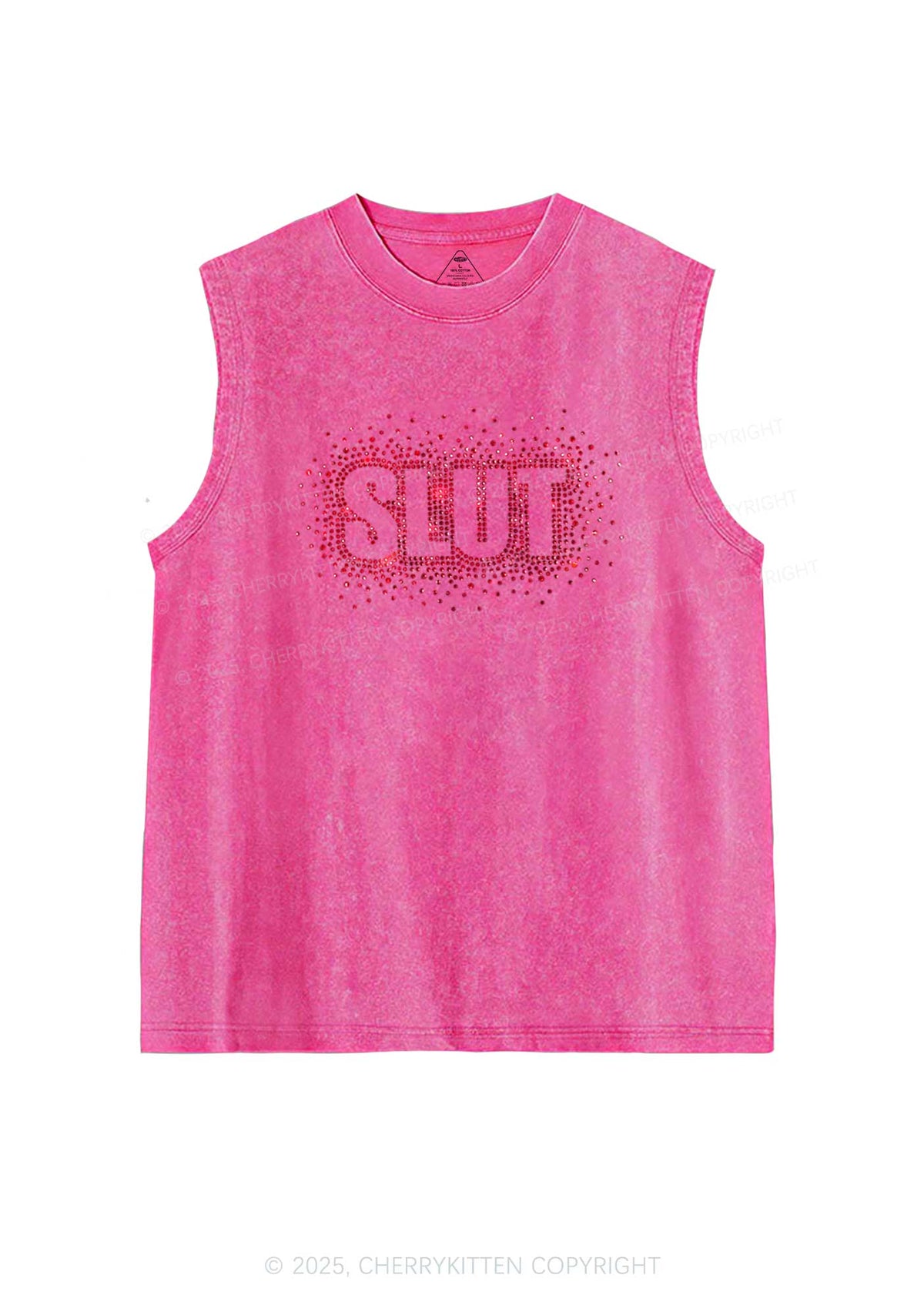 Rhinestone Special Slxt Y2K Washed Muscle Tank Cherrykitten