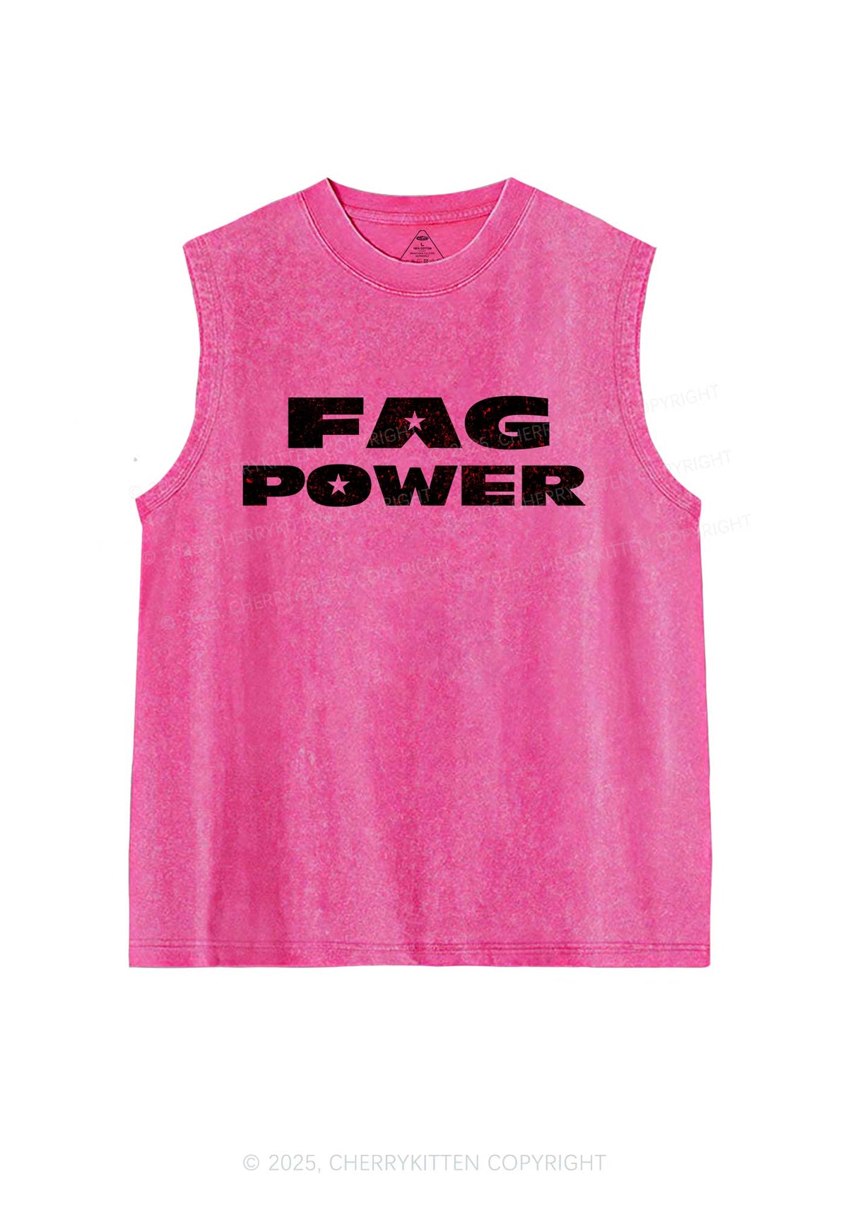 Fag Power Pride Y2K Washed Muscle Tank Cherrykitten