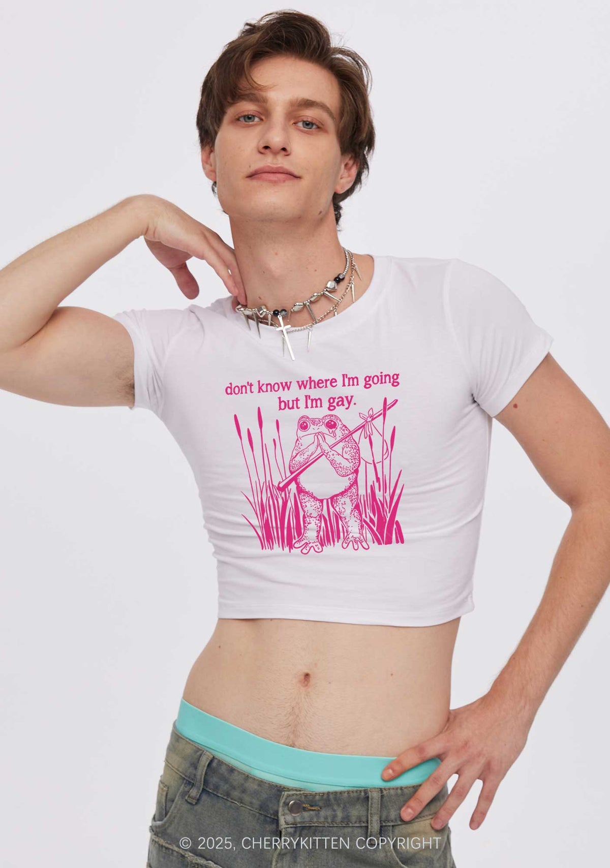 But I Am Gay Frog Pride Y2K Baby Tee Cherrykitten