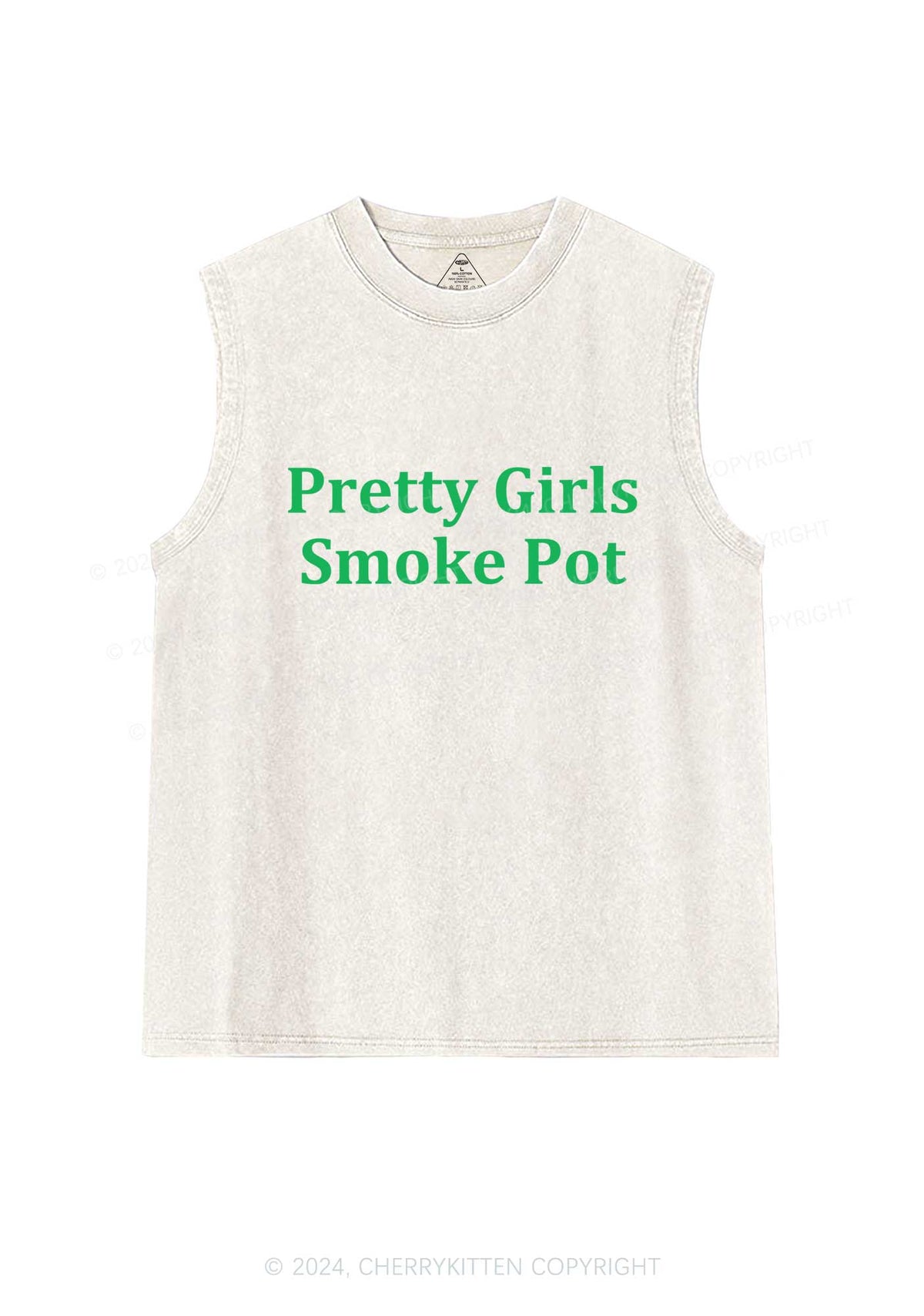Pretty Girls Smoke Pot Y2K Washed Tank Cherrykitten