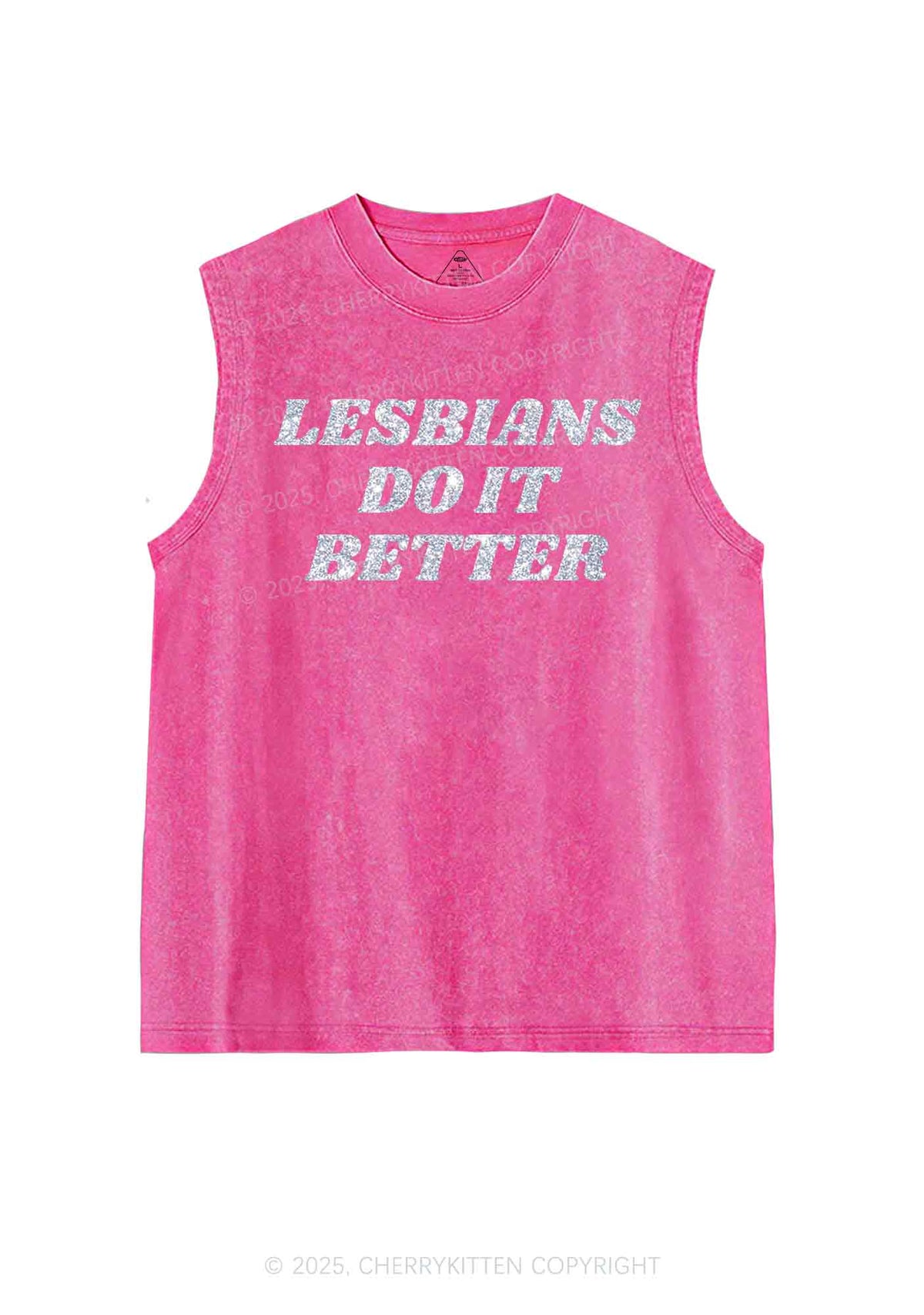 Glitter Lesbians Do It Better Pride Y2K Washed Muscle Tank Cherrykitten