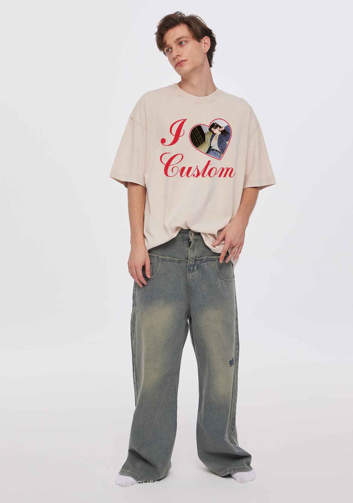 I Love Custom Name Y2K Valentine's Day Washed Tee Cherrykitten
