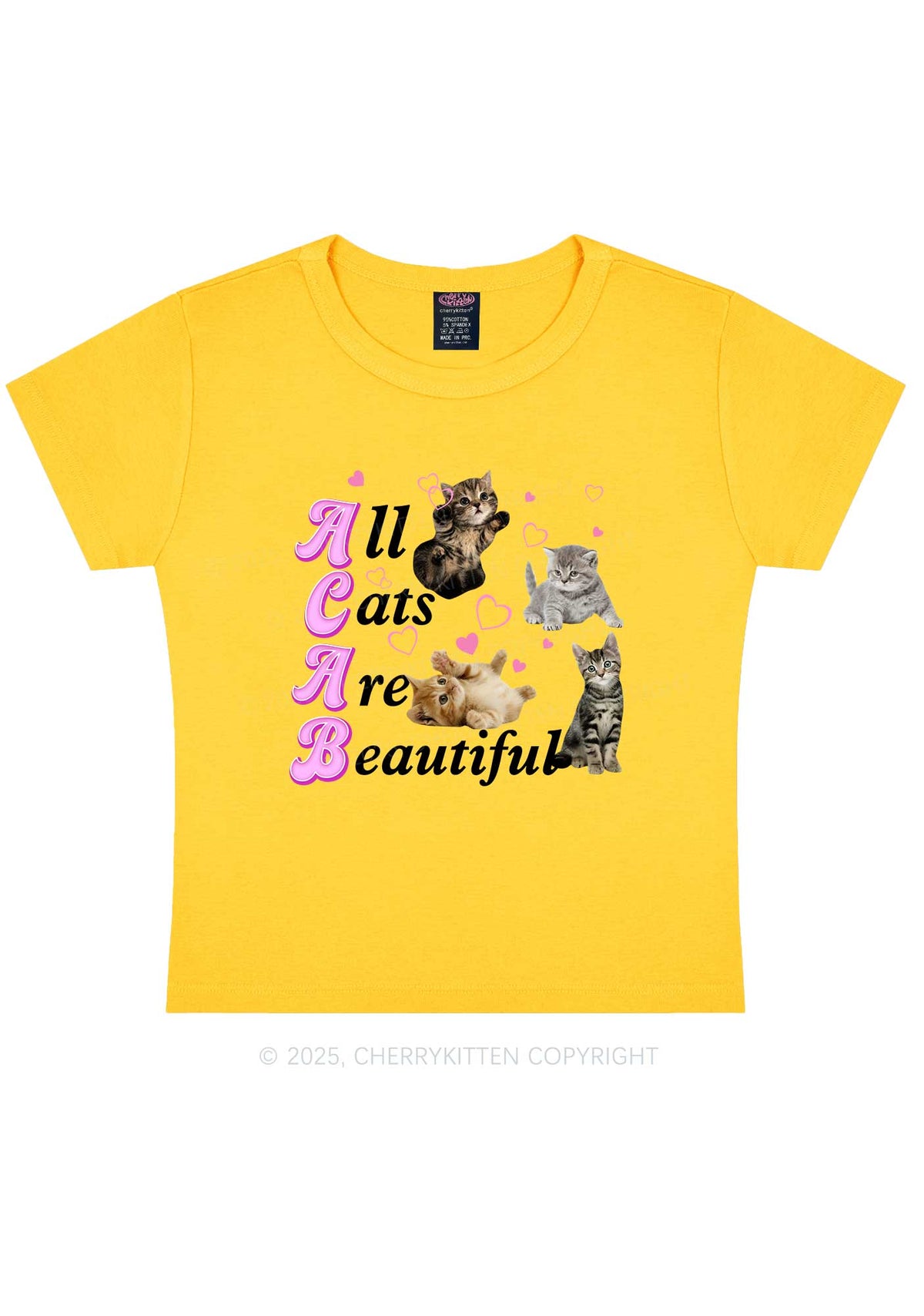 All Cats Are Beautiful Y2K Baby Tee Cherrykitten
