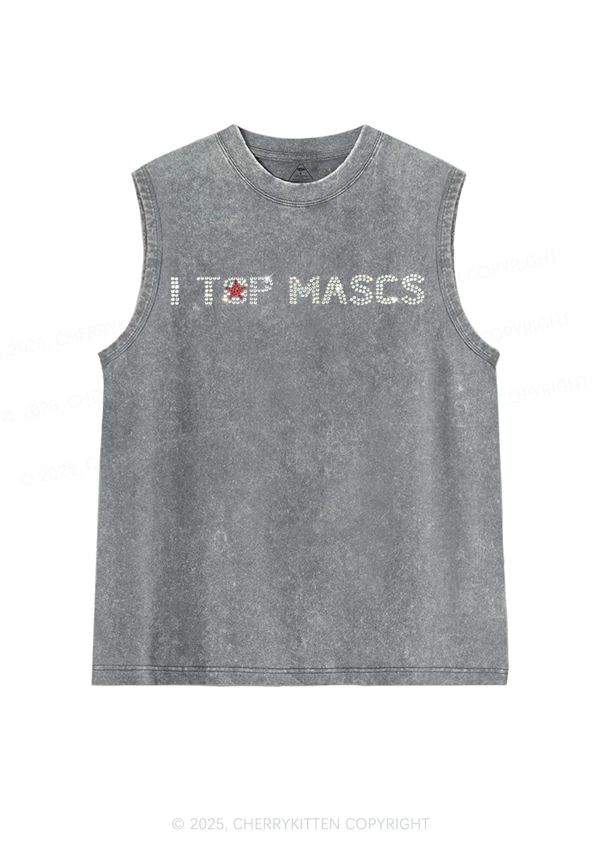 Rhinestone I Top Mascs Pride Y2K Washed Muscle Tank Cherrykitten