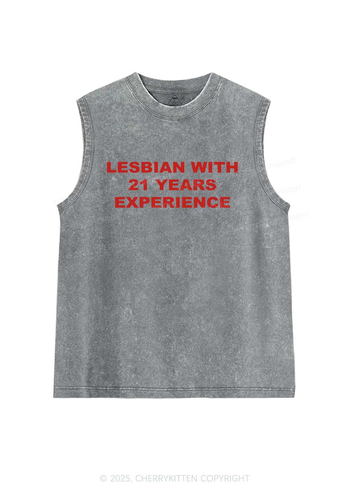 Custom Lesbian Experience Pride Y2K Washed Muscle Tank Cherrykitten