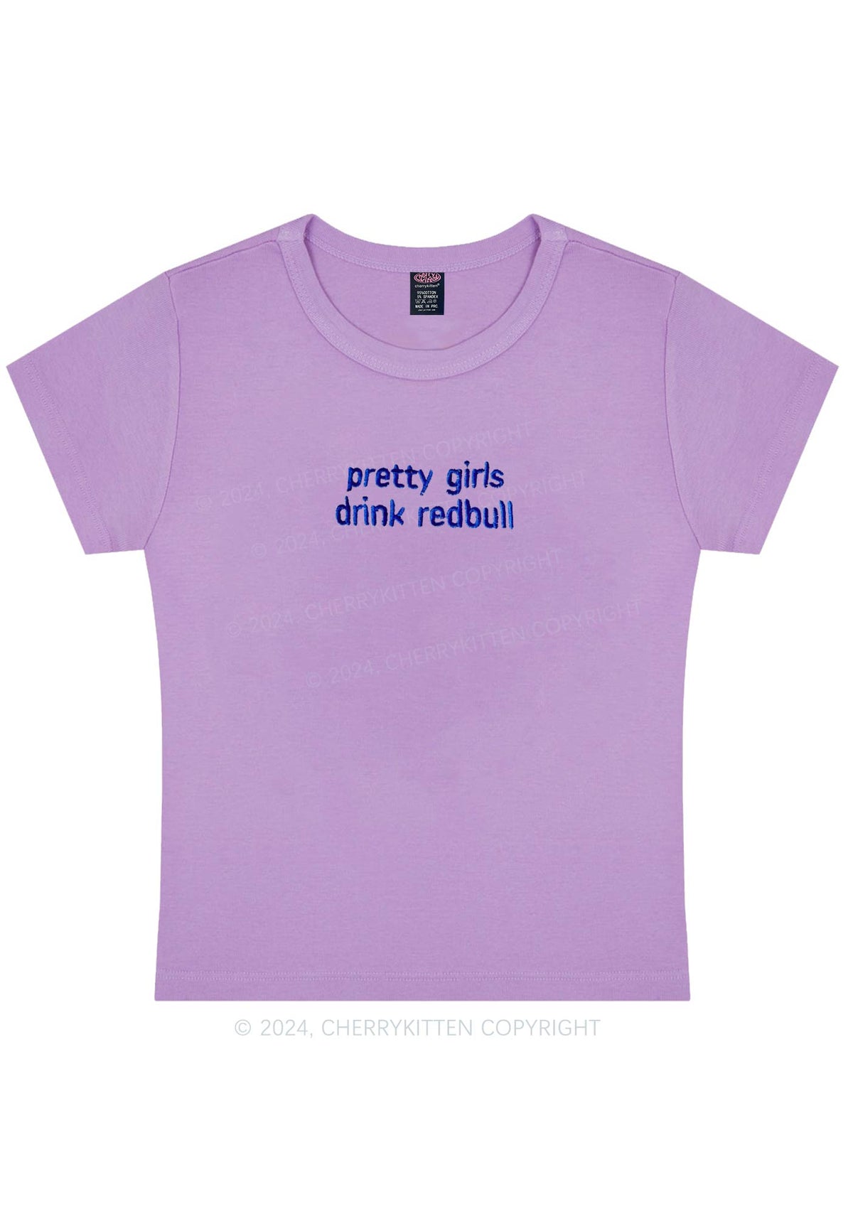 Embroidered Pretty Girls Drink Red Y2K Baby Tee Cherrykitten