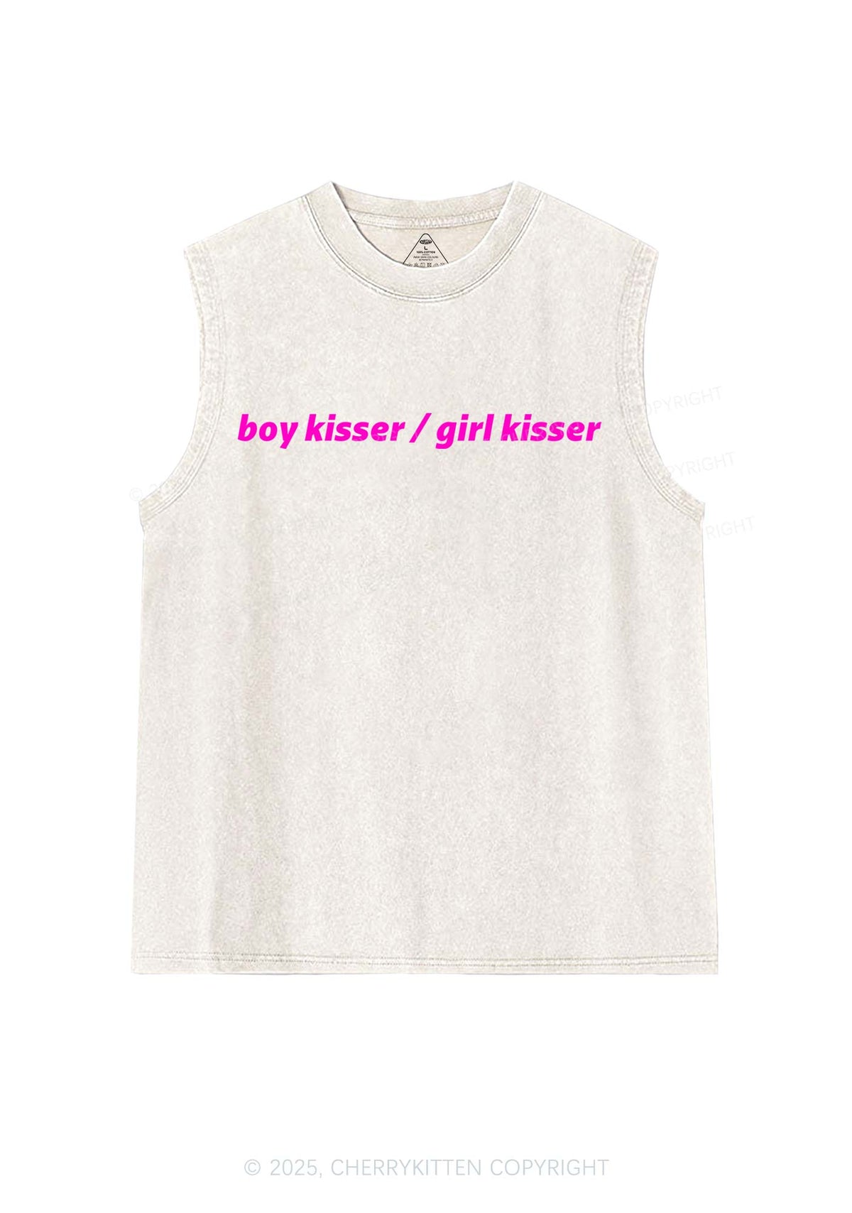Boy Kisser Girl Kisser Pride Y2K Washed Muscle Tank Cherrykitten