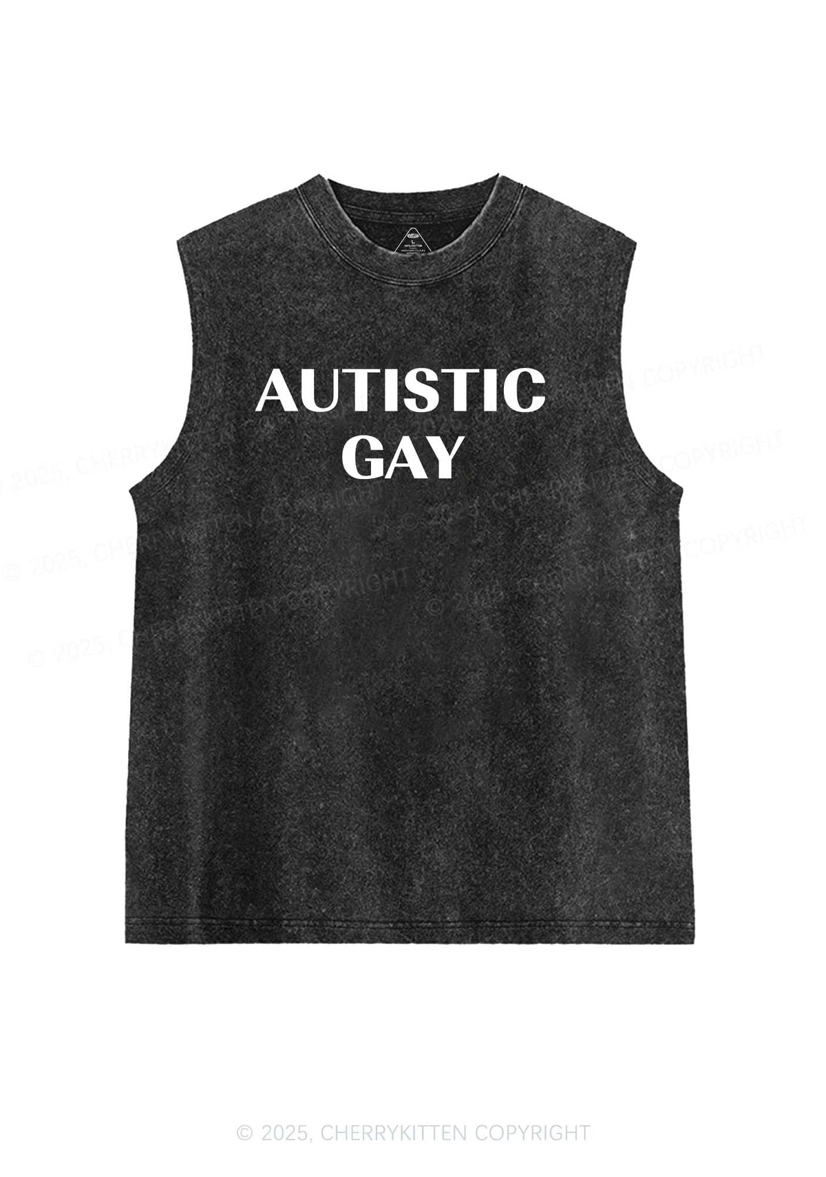Autistic Gay Pride Y2K Washed Muscle Tank Cherrykitten