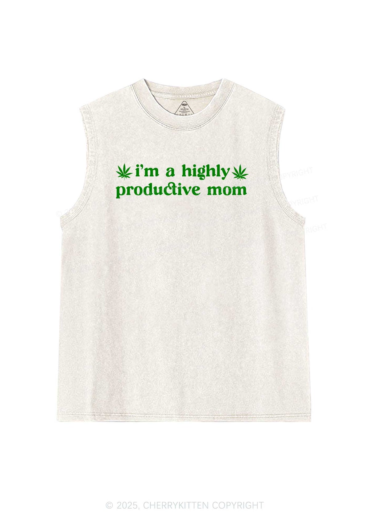 Highly Productive Mom Y2K Washed Tank Cherrykitten