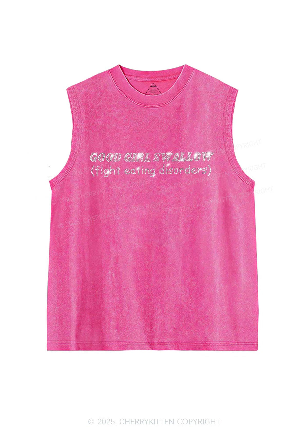 Rhinestone Good Girls Swallow Y2K Washed Muscle Tank Cherrykitten
