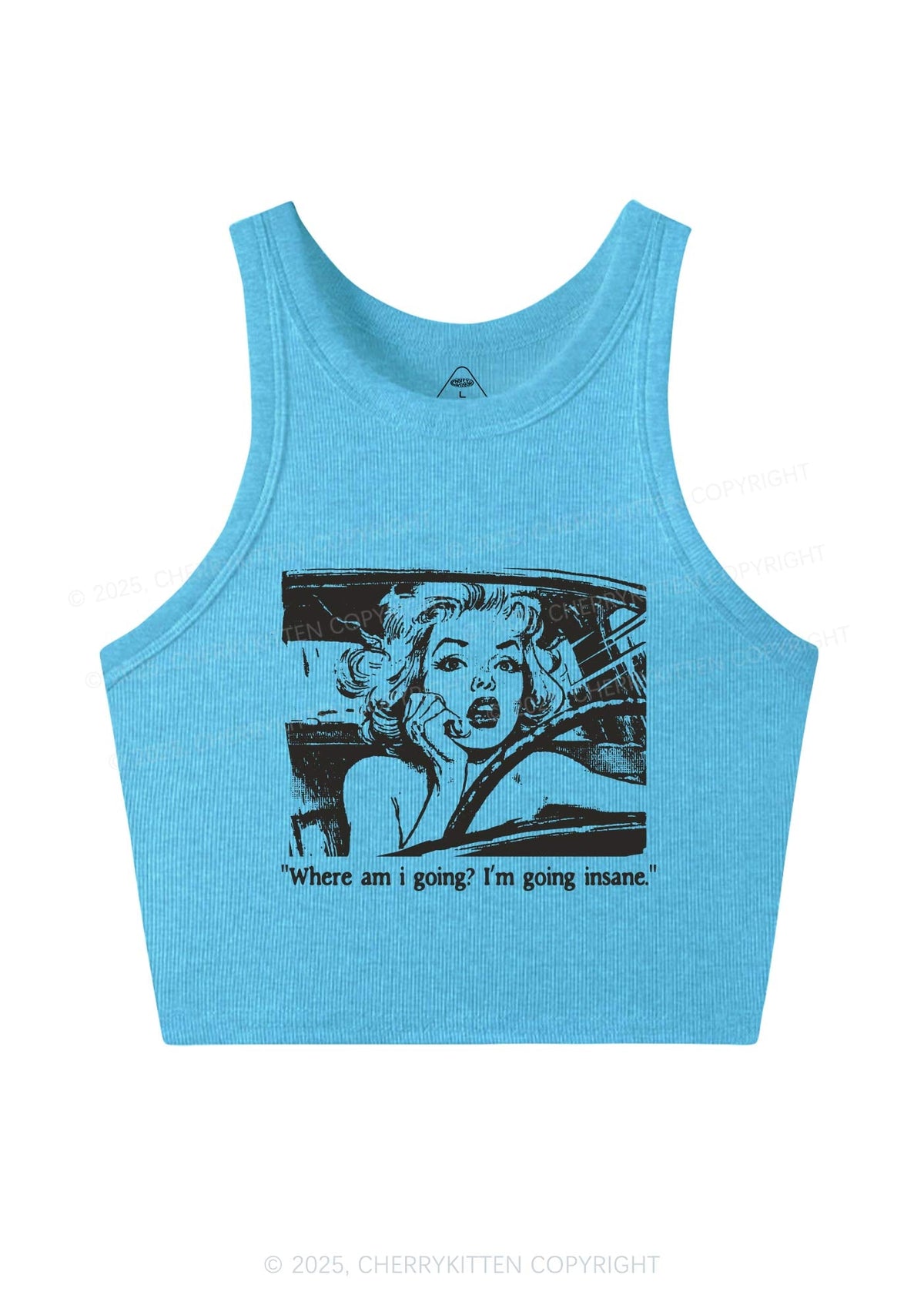 Woman Going Insane Y2K Crop Tank Top Cherrykitten