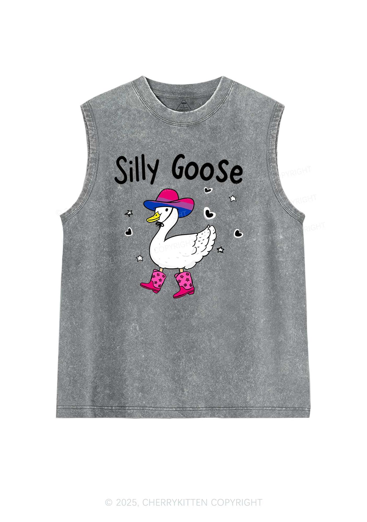 Silly Goose Bisexual Pride Y2K Washed Muscle Tank Cherrykitten