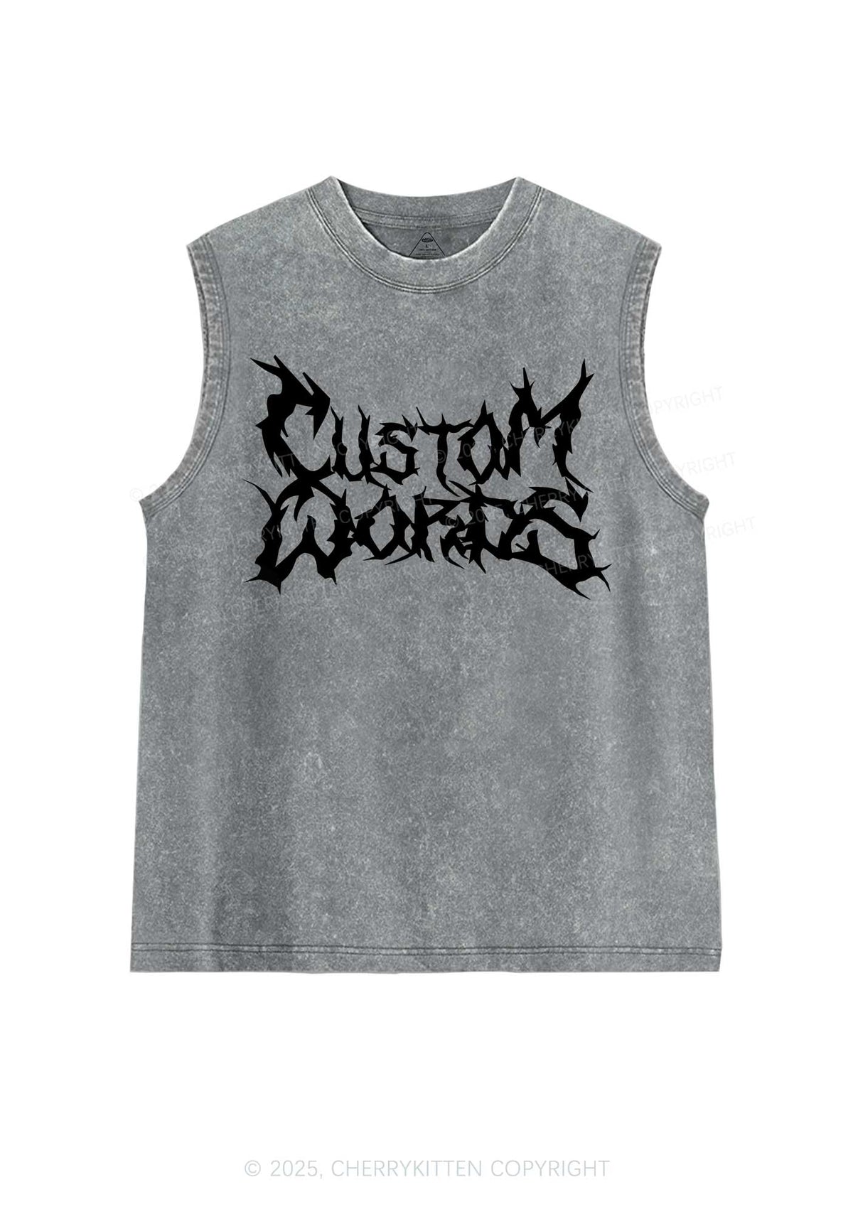 Custom Text Punk Font Y2K Washed Muscle Tank Cherrykitten