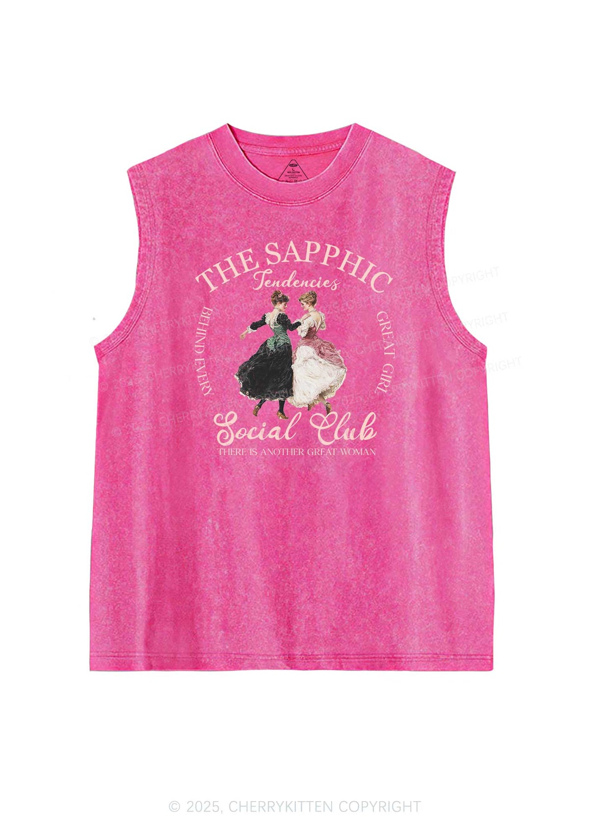 The Sapphic Pride Y2K Washed Muscle Tank Cherrykitten