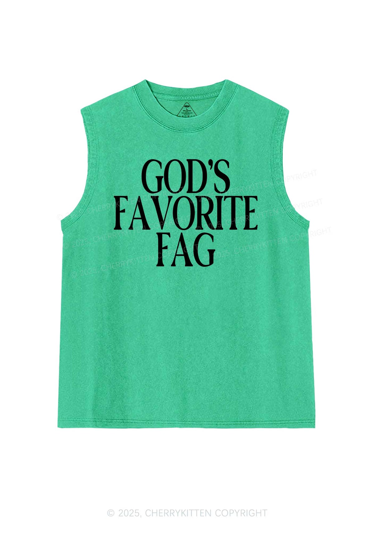 Gods Favorite Fag Pride Y2K Washed Muscle Tank Cherrykitten