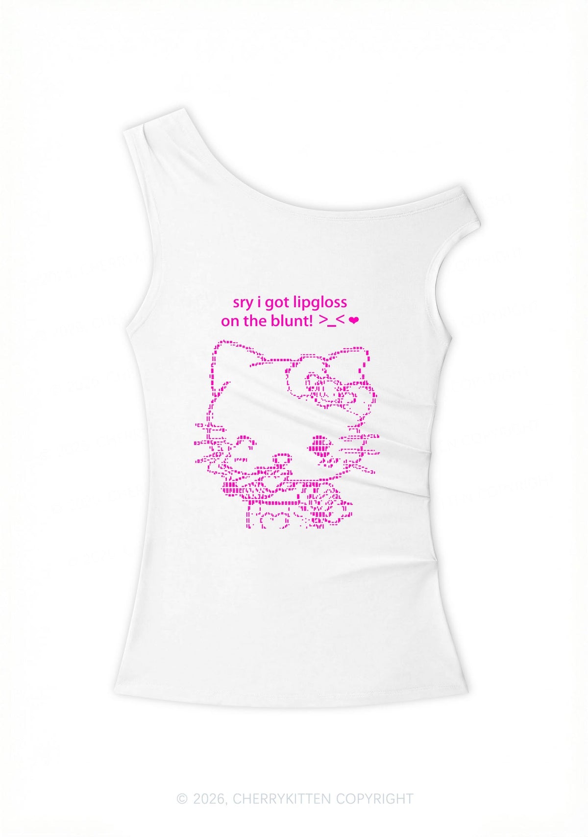Sorry About Lipgloss Y2K Off Shoulder Tank Top Cherrykitten