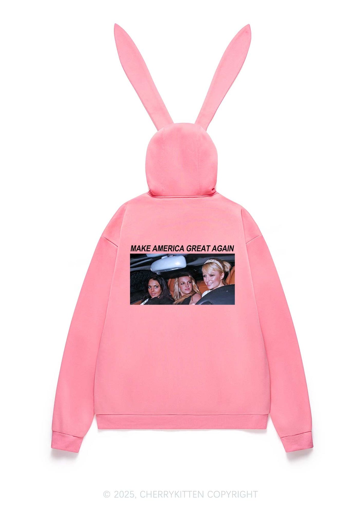 Make America Great Y2K Bunny Ear Zip Hoodie Cherrykitten