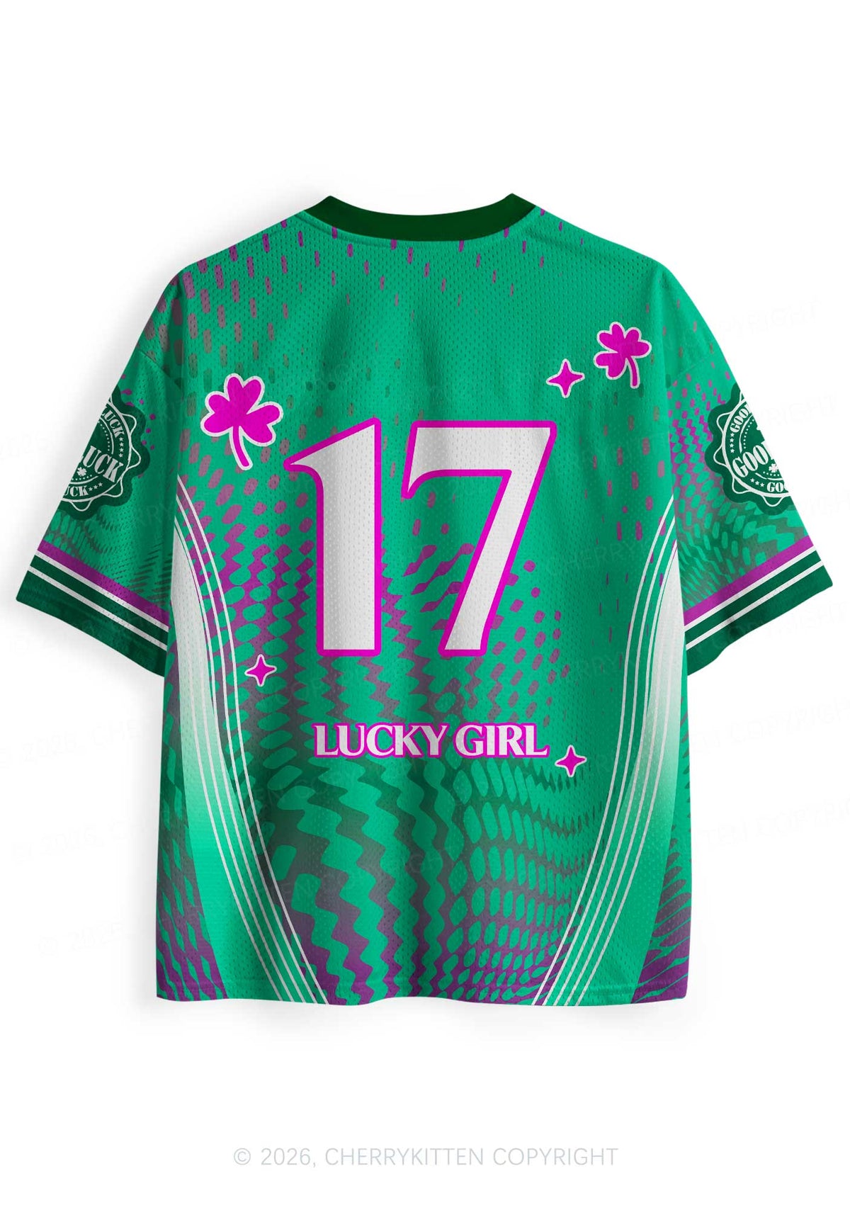 Custom Lucky Girl Pink Shamrock St Patricks Y2K Sport Jersey Shirts Cherrykitten