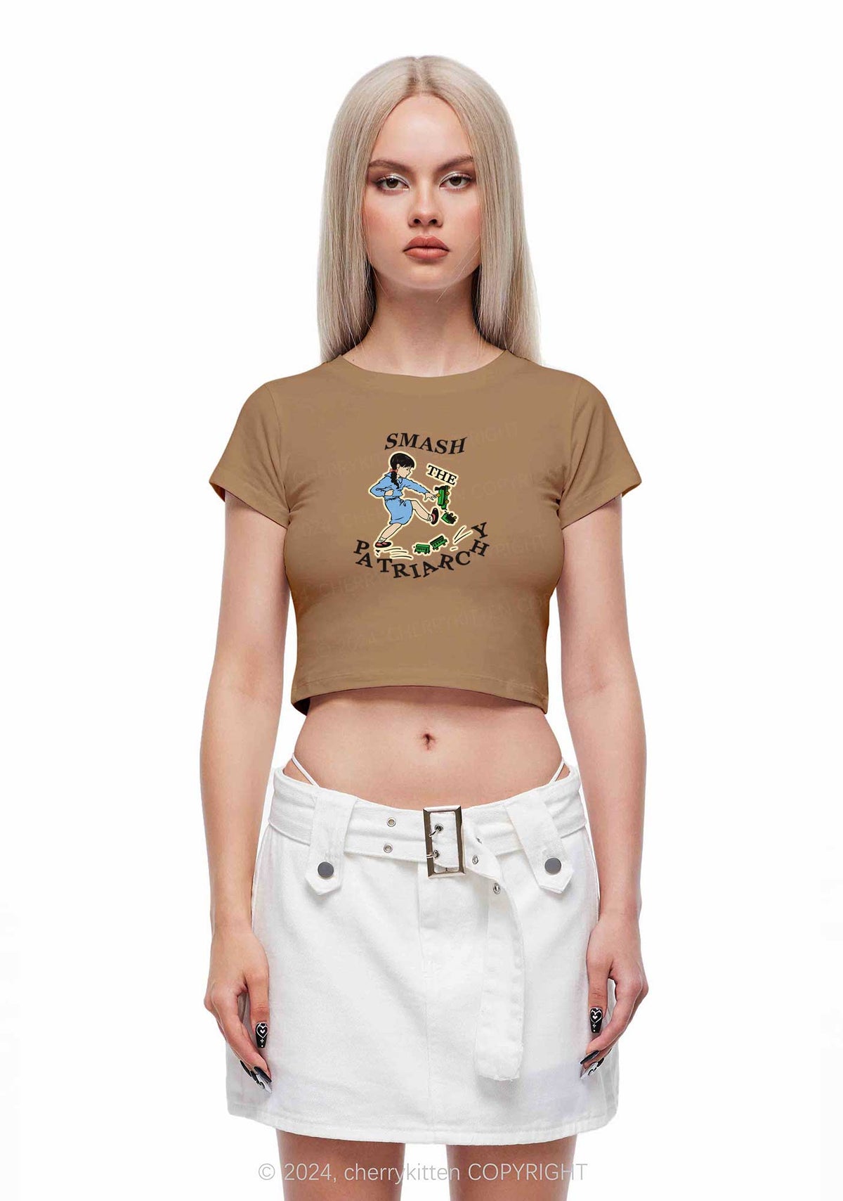 Smash The Patriarchy Y2K Baby Tee Cherrykitten