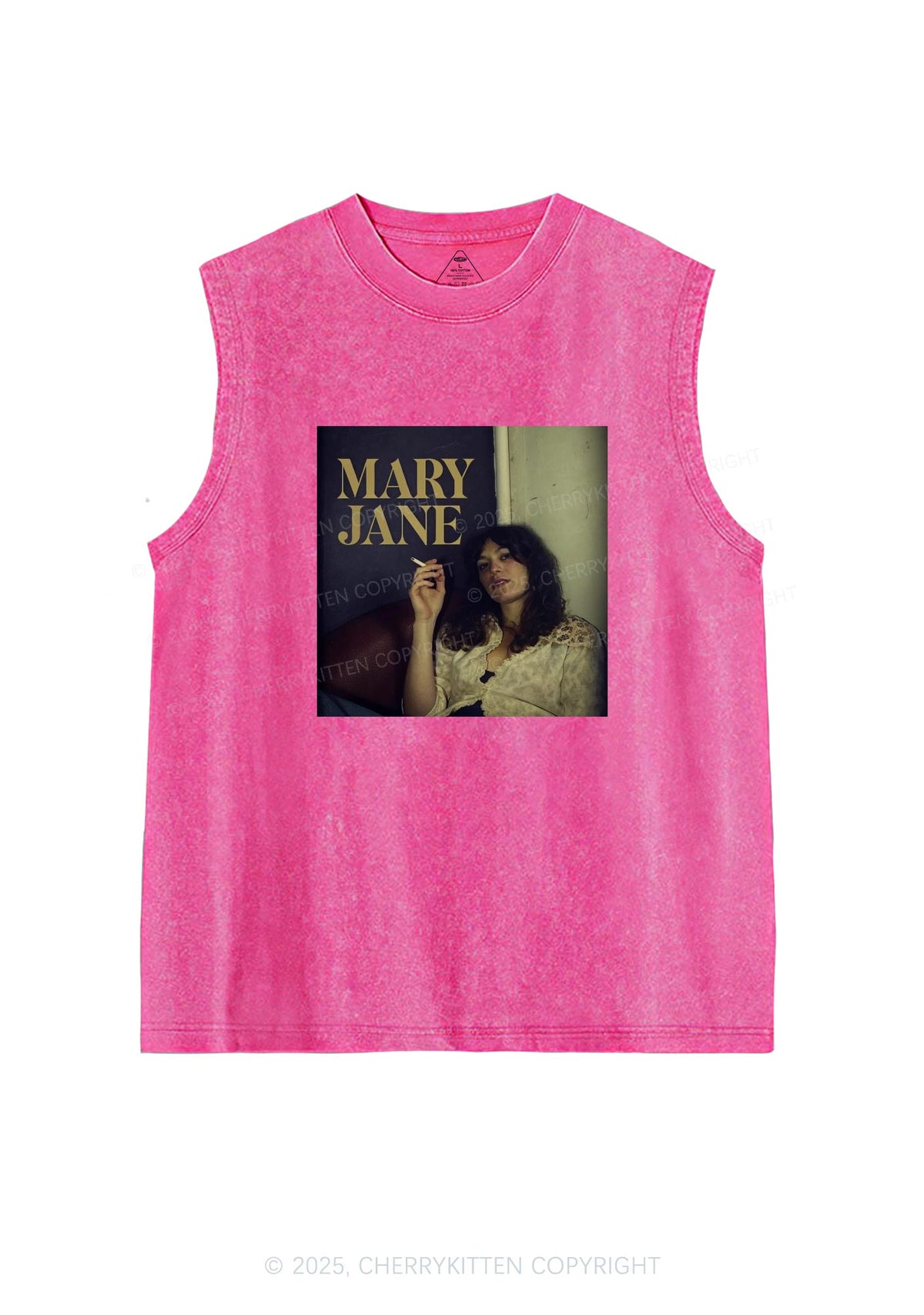 Smoking Woman Y2K Washed Tank Cherrykitten