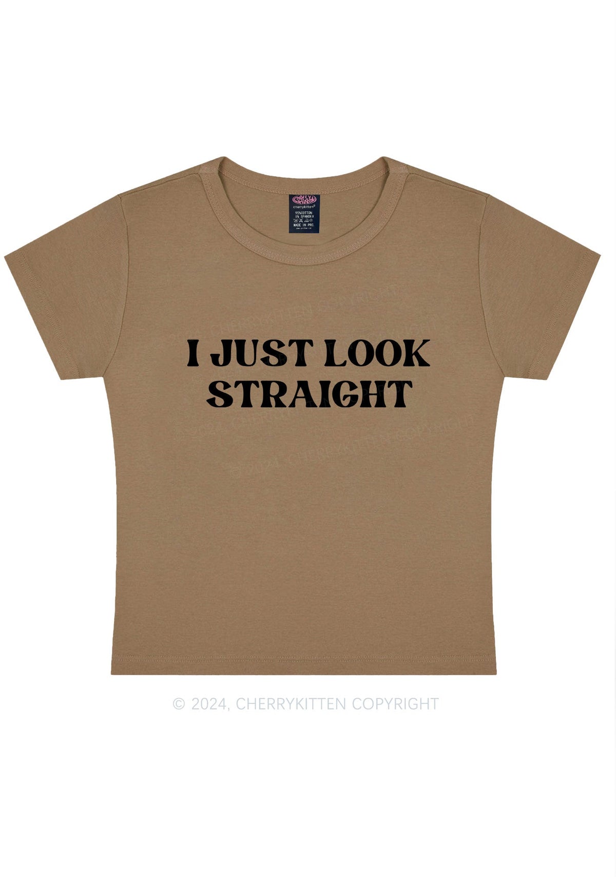 I Just Look Straight Y2k Baby Tee