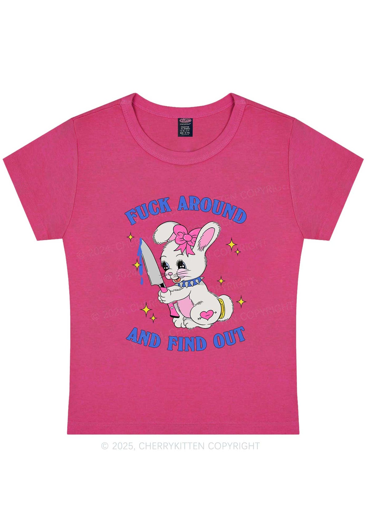 Fxxk Around Bunny Y2K Baby Tee Cherrykitten