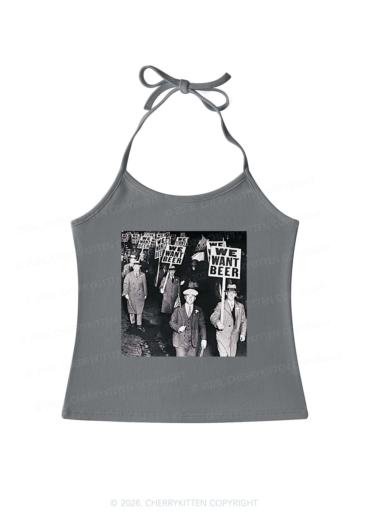 We Want Beer Y2K Halter Neck Cami Cherrykitten