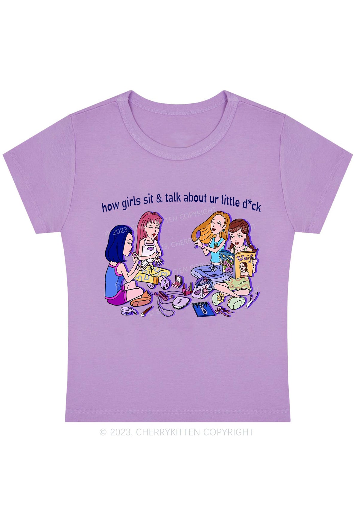 Girls Sit&Talk Y2K Baby Tee Cherrykitten