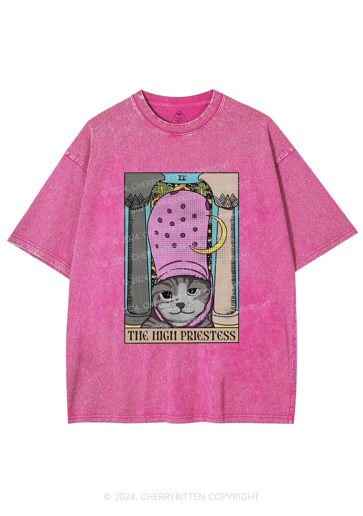 High Priestess Cat Y2K Washed Tee Cherrykitten