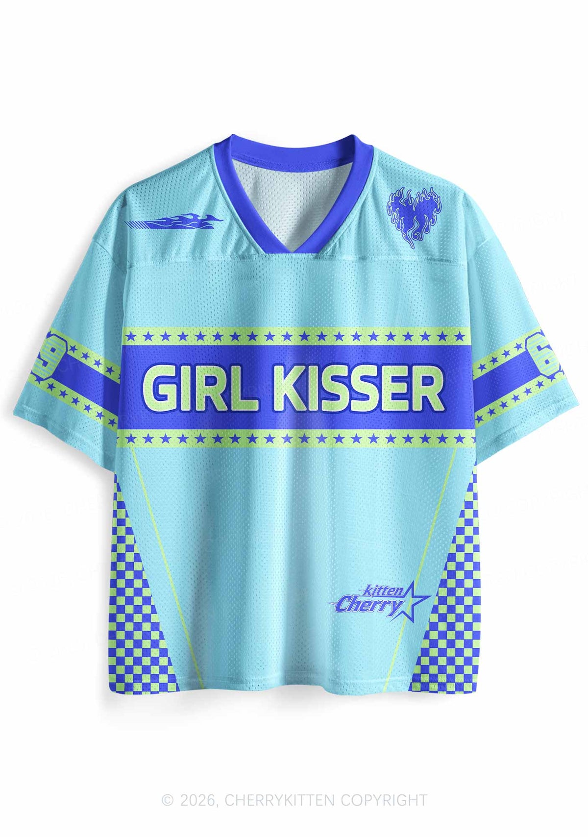 Blue Girl Kisser Pride Y2K Sport Jersey Shirts Cherrykitten