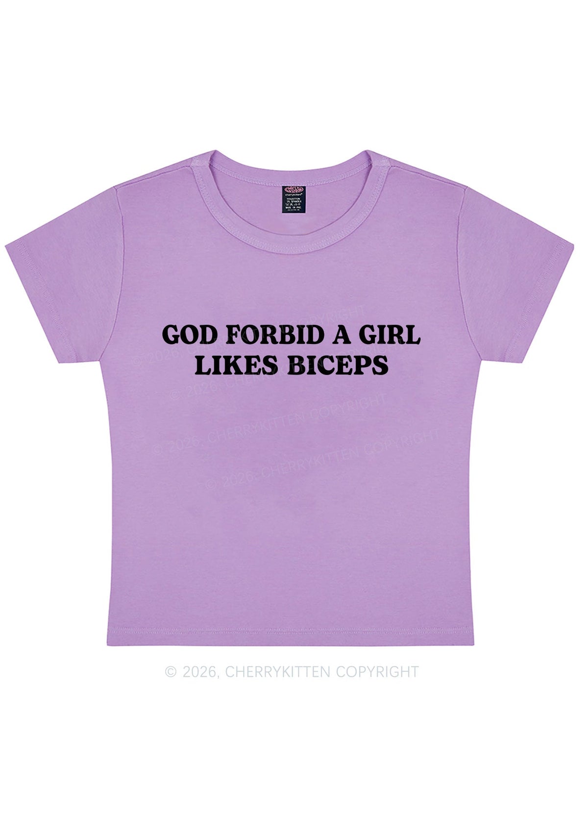God Forbid A Girl Likes Biceps Y2K Baby Tee Cherrykitten