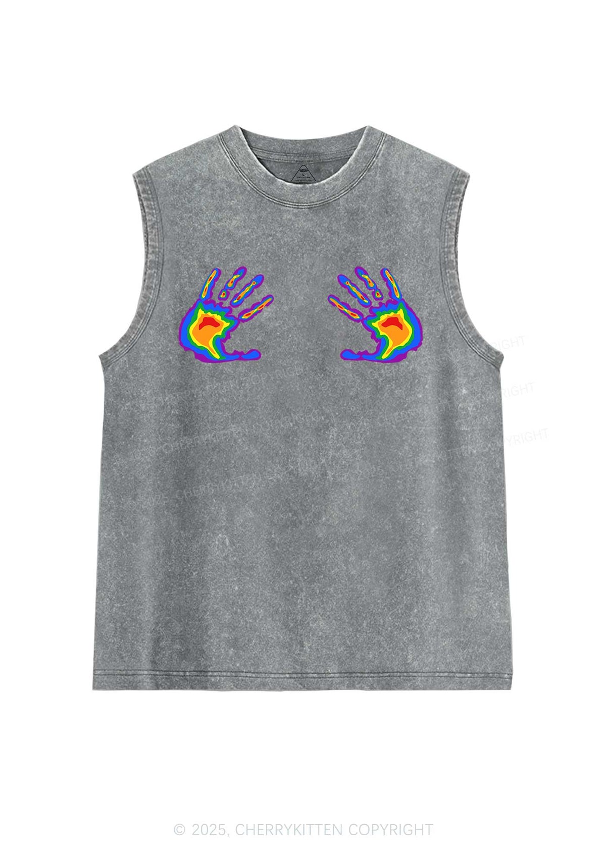 Pride Thermal Hands Y2K Washed Muscle Tank Cherrykitten