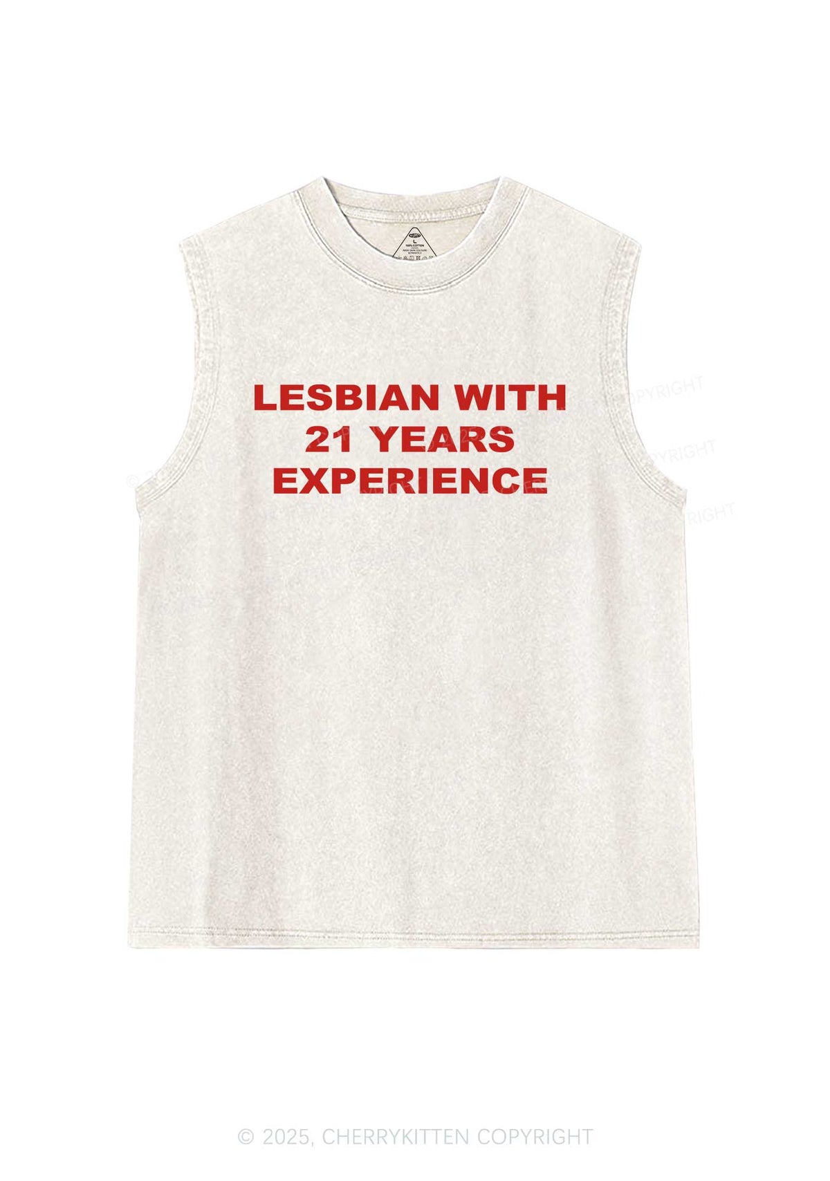 Custom Lesbian Experience Pride Y2K Washed Muscle Tank Cherrykitten