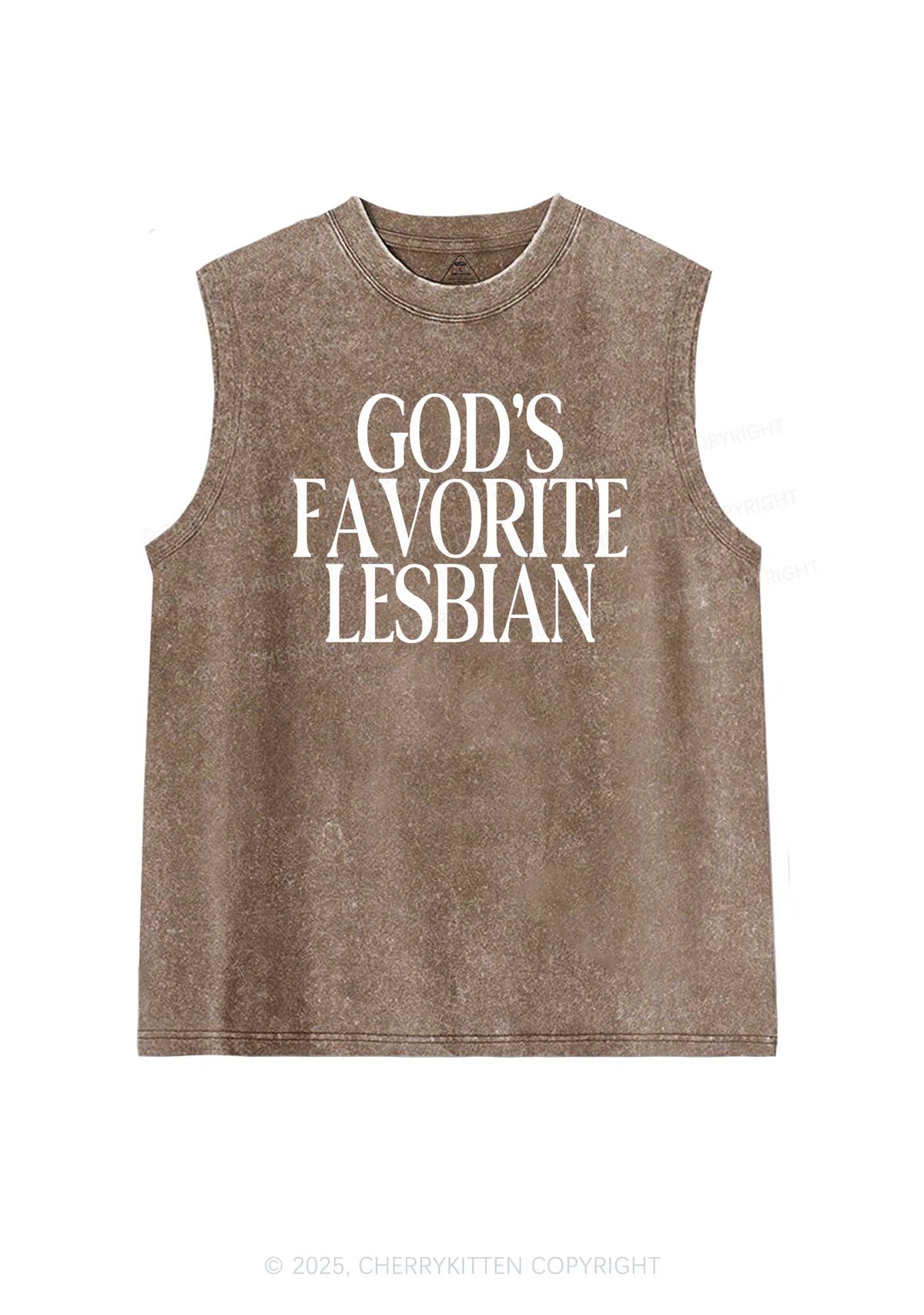 Gods Favorite Lesbian Pride Y2K Washed Muscle Tank Cherrykitten
