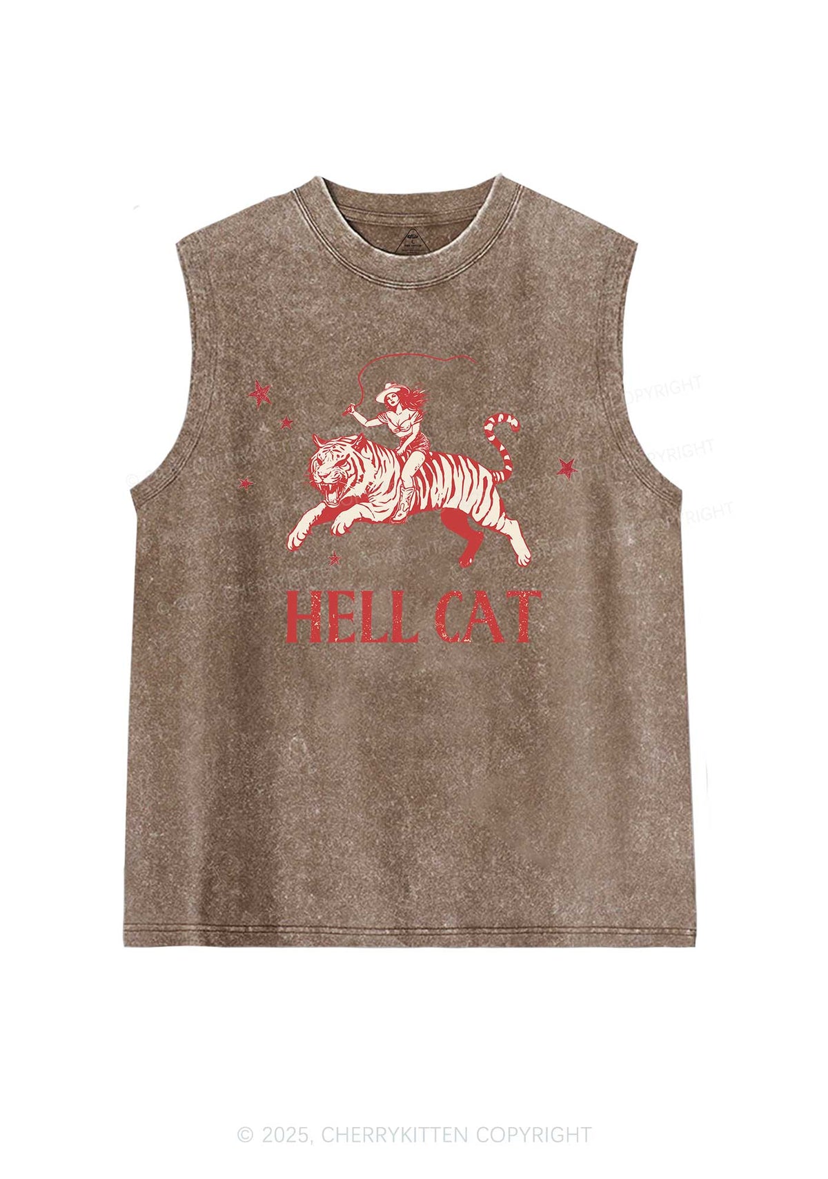 Cowgirl Hell Cat Y2K Washed Muscle Tank Cherrykitten