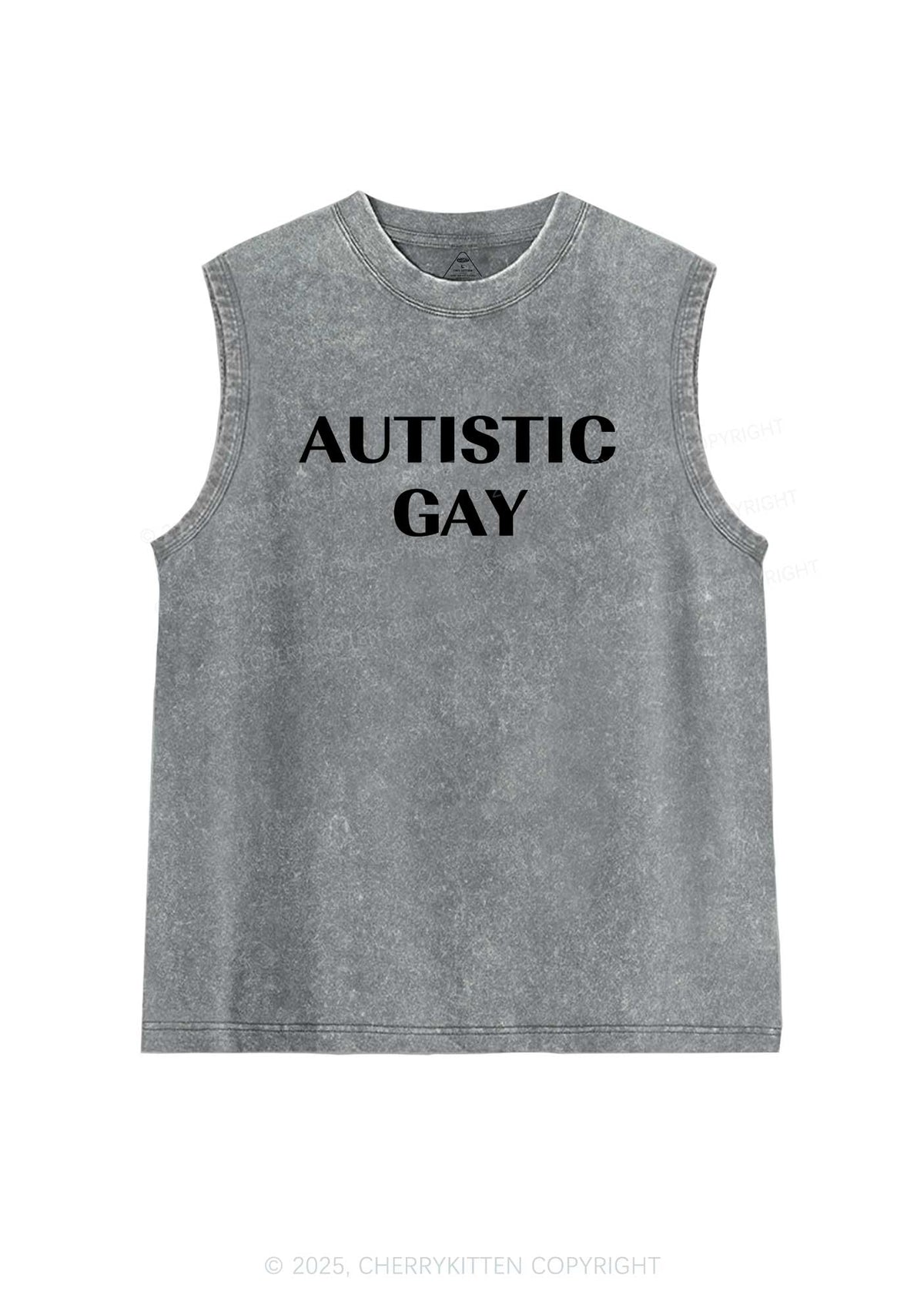 Autistic Gay Pride Y2K Washed Muscle Tank Cherrykitten
